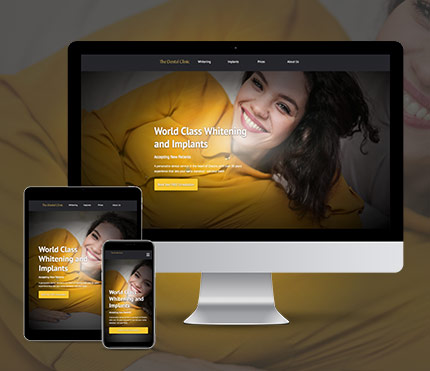 Different sized devices displaying the website created for Smile Clinic