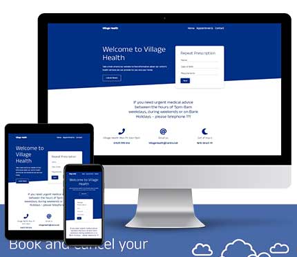 Devices showing the website created for Village Health